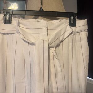White Striped High-Waisted Pants